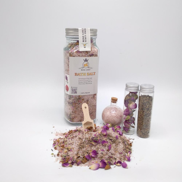 نمک حمام رز گلد مدل ROSE & LAVENDER وزن 1000 گرم