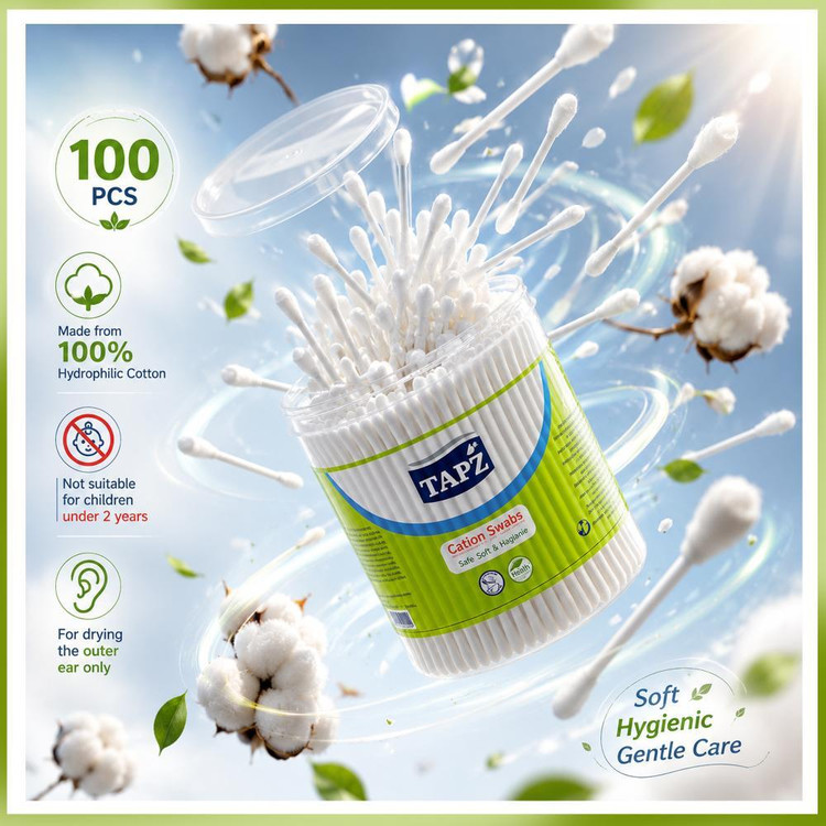 گوش پاک کن تاپز مدل Cup12 دوازده بسته 100 عددی