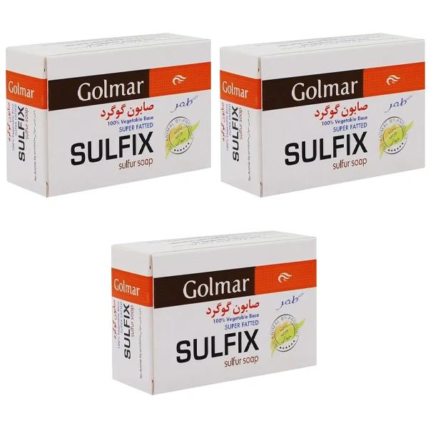 صابون ضد باکتری گلمر مدل Sulfix وزن 120 گرم مجموعه 3 عددی