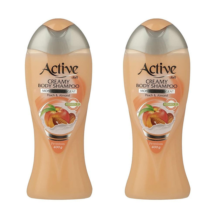 شامپو بدن اکتیو مدل Peach And Almond وزن 400 گرم مجموعه 2 عددی