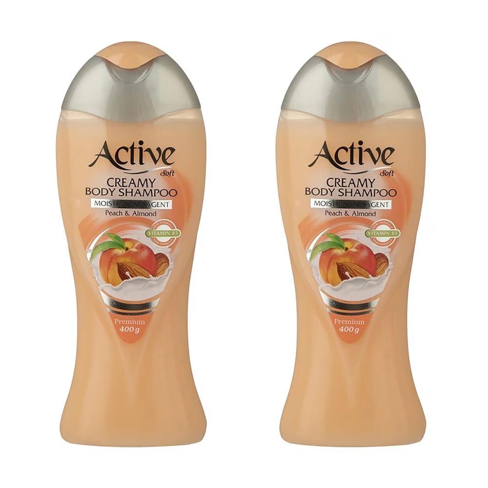شامپو بدن اکتیو مدل Peach And Almond وزن 400 گرم مجموعه 2 عددی