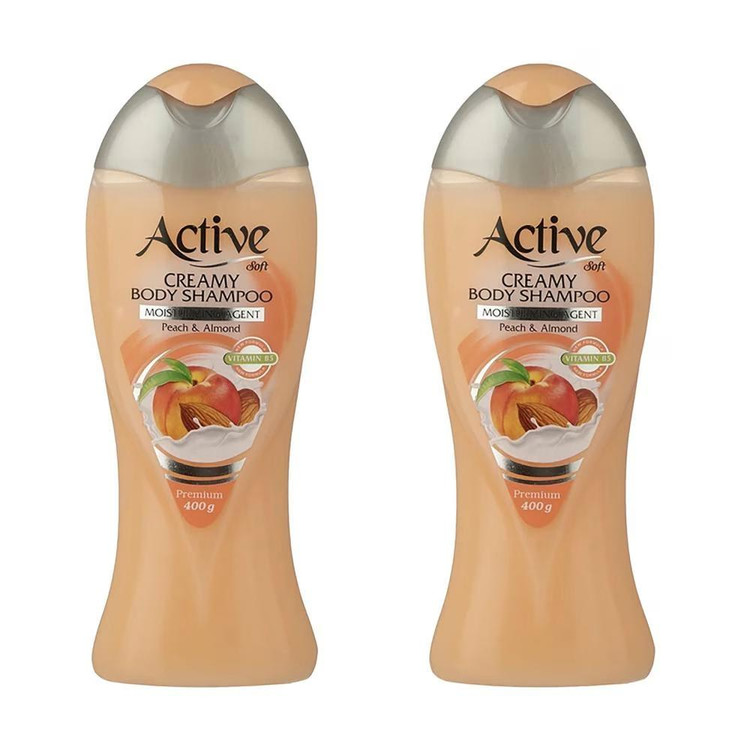 شامپو بدن اکتیو مدل Peach And Almond وزن 400 گرم مجموعه 2 عددی