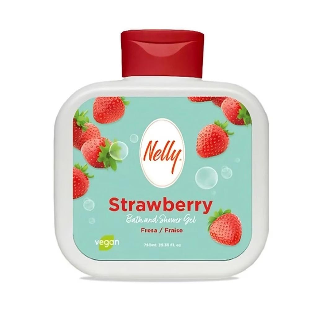 شامپو بدن نلی مدل Strawberry با رایحه توت فرنگی مناسب برای انواع پوست حجم 750 میلی لیتر