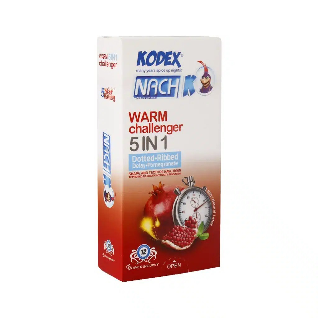 کاندوم تاخیری و گرم کننده 5 در 1 ناچ کدکس NACH KODEX Warm Challenger 5 In 1 بسته 12 عددی