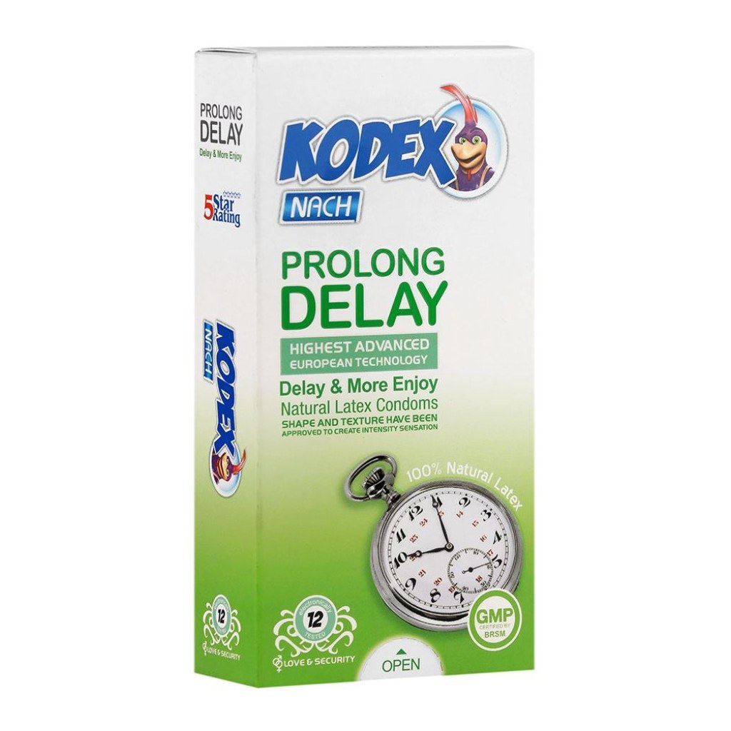 کاندوم تاخیری و نازک ناچ کدکس NACH KODEX Prolong Delay بسته 12 عددی