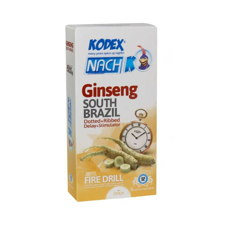 کاندوم تحریک کننده و تاخیری جینسینگ ناچ کدکس NACH KODEX Ginseng بسته 12 عددی