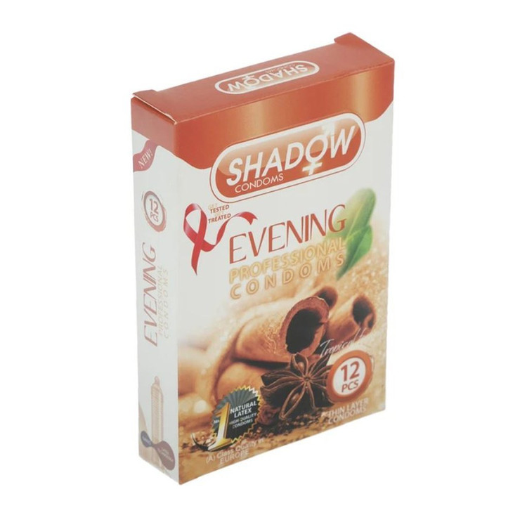 کاندوم خاردار و روان کننده دارچینی شادو SHADOW EVENING بسته 12 عددی