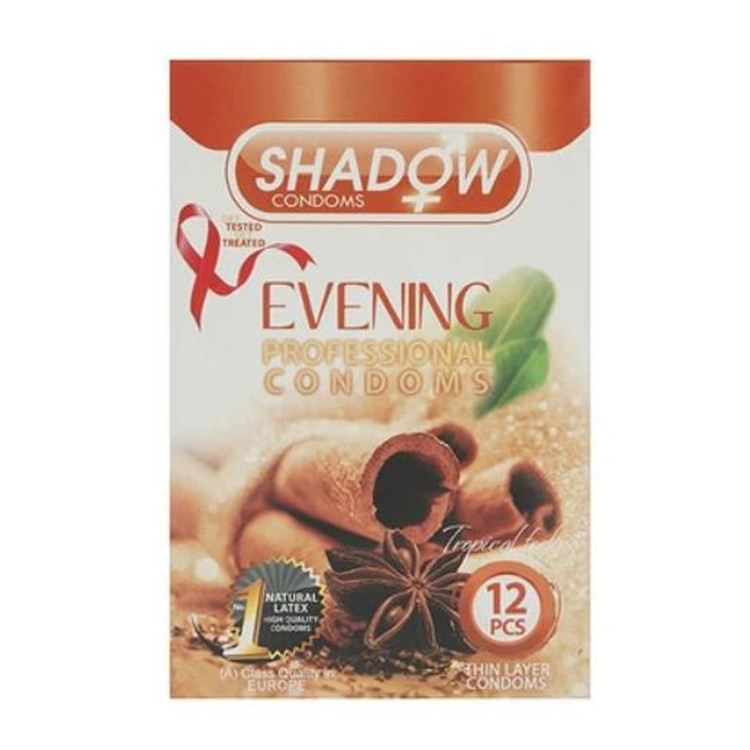 کاندوم خاردار و روان کننده دارچینی شادو SHADOW EVENING بسته 12 عددی