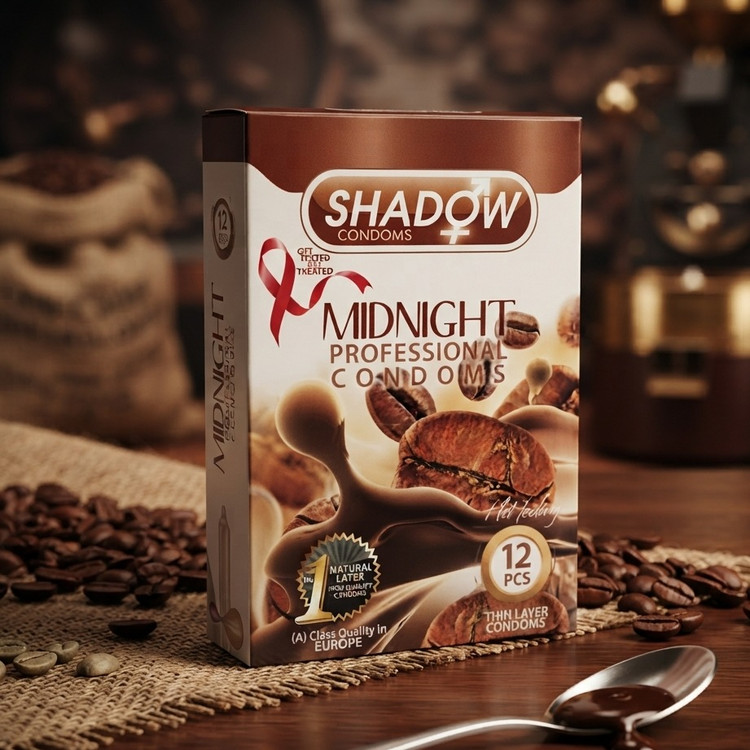 کاندوم خاردار و تاخیری قهوه شادو SHADOW MIDNIGHT بسته 12 عدد