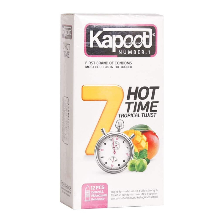 کاندوم تاخیری 7 کاره گرم کاپوت KAPOOT 7 Hot Time بسته 12 عددی