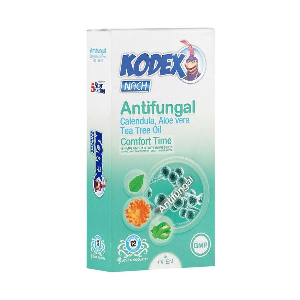 کاندوم ضد قارچ لوبریکانت دار آنتی فانگال ناچ کدکس NACH KODEX بسته 12 عددی