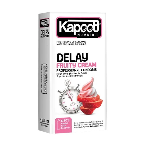 کاندوم تاخیری میوه ای کاپوت KAPOOT Delay Fruity Cream بسته 12 عددی