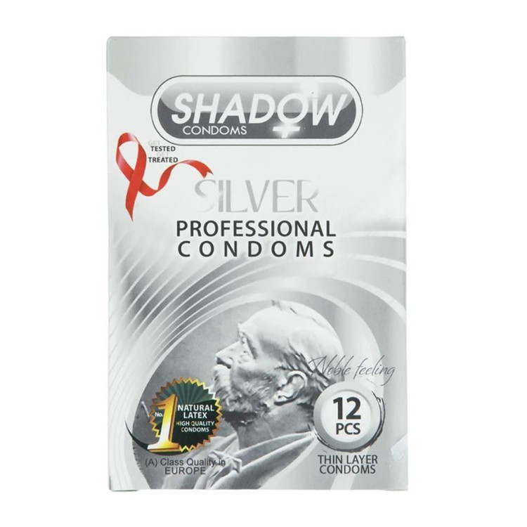 کاندوم تاخیری نازک نقره ای شادو SHADOW SILVER بسته 12 عدد