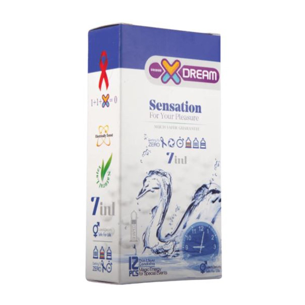 کاندوم بسیار نازک لوبریکانت دار ایکس دریم XDream Sensation بسته 12 عددی