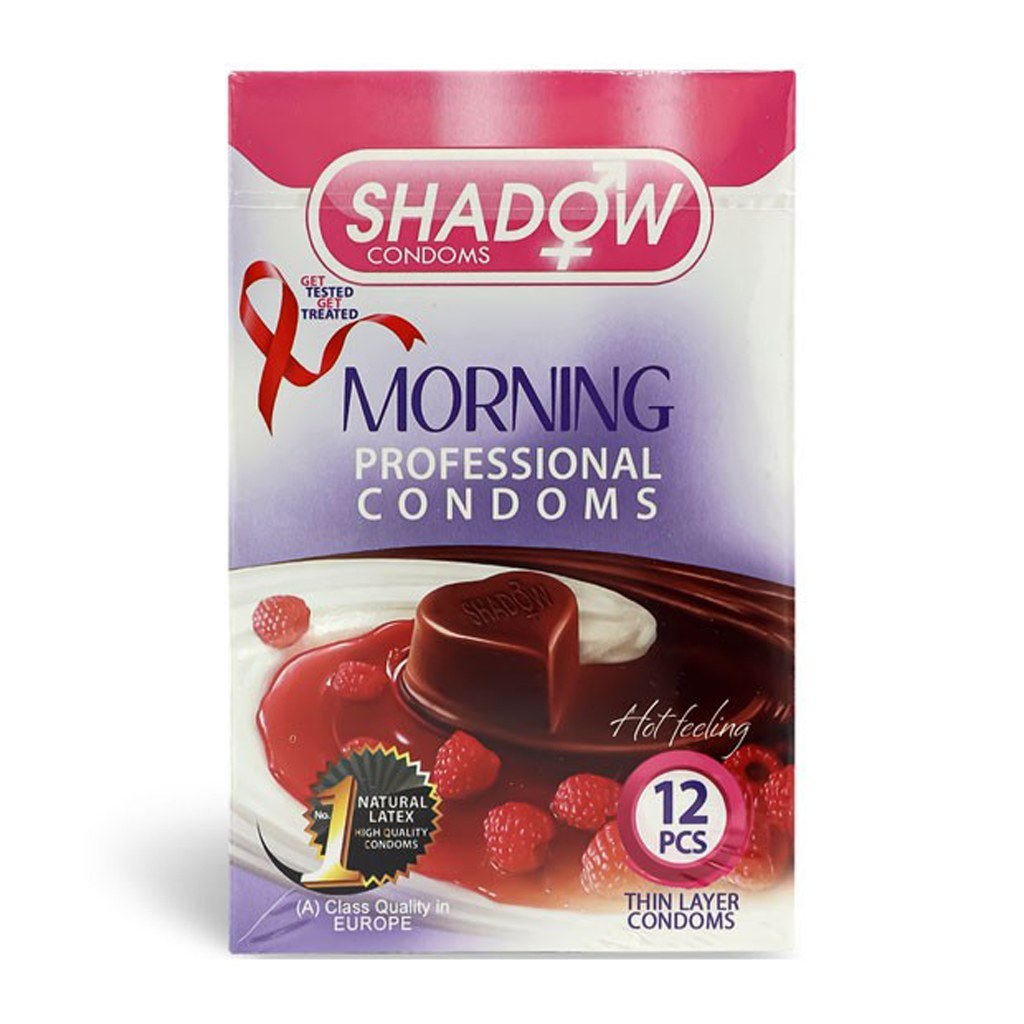 کاندوم روان کننده و کافئین دار شکلاتی شادو SHADOW MORNING بسته 12 عددی