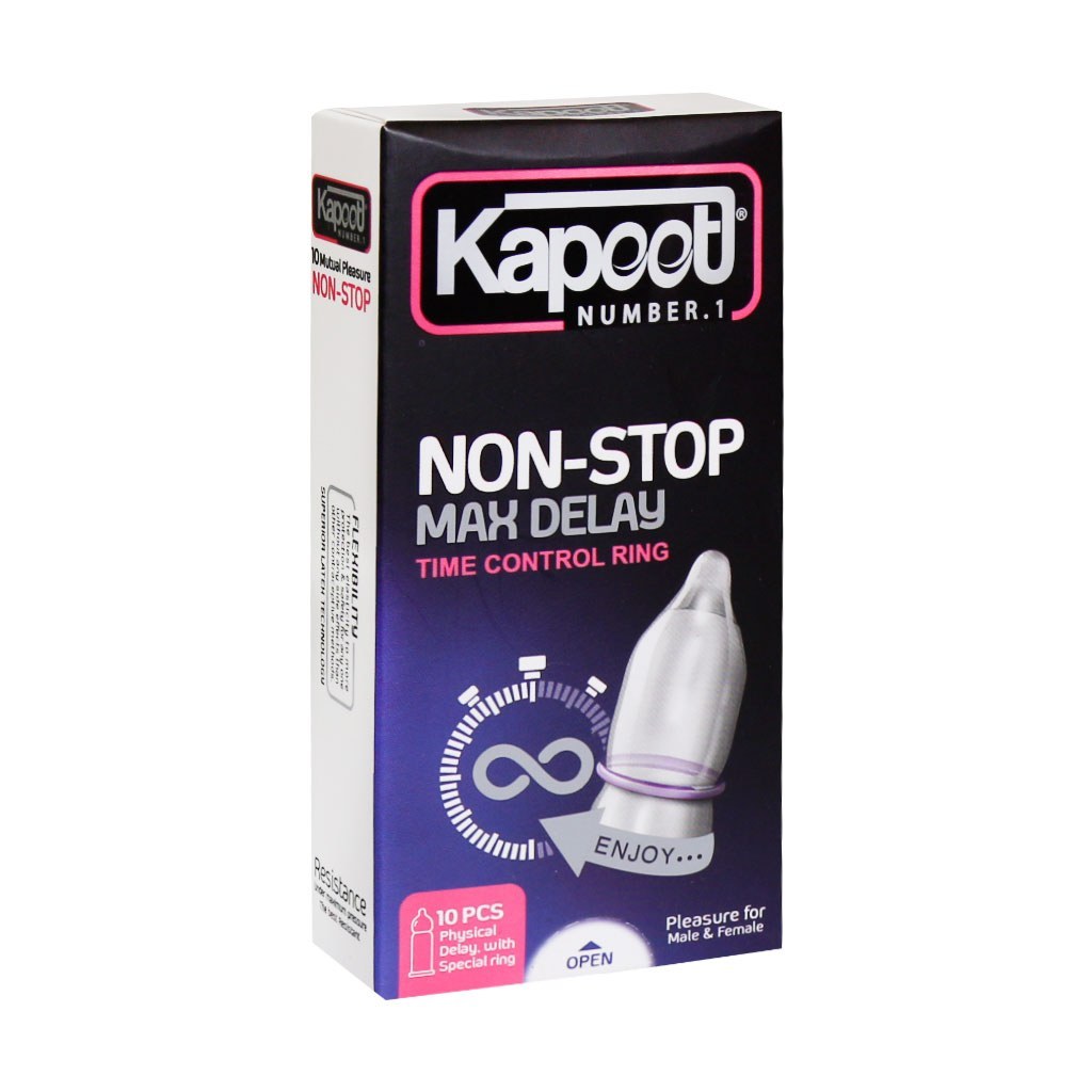کاندوم تاخیری قوی نان استاپ مکس دیلی کاپوت KAPOOT Non Stop Max Delay بسته 10 عددی
