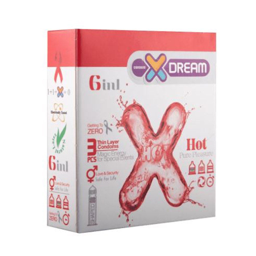 کاندوم تنگ کننده و گرم کننده و تاخیری هات ایکس دریم XDream Hot بسته 3 عددی