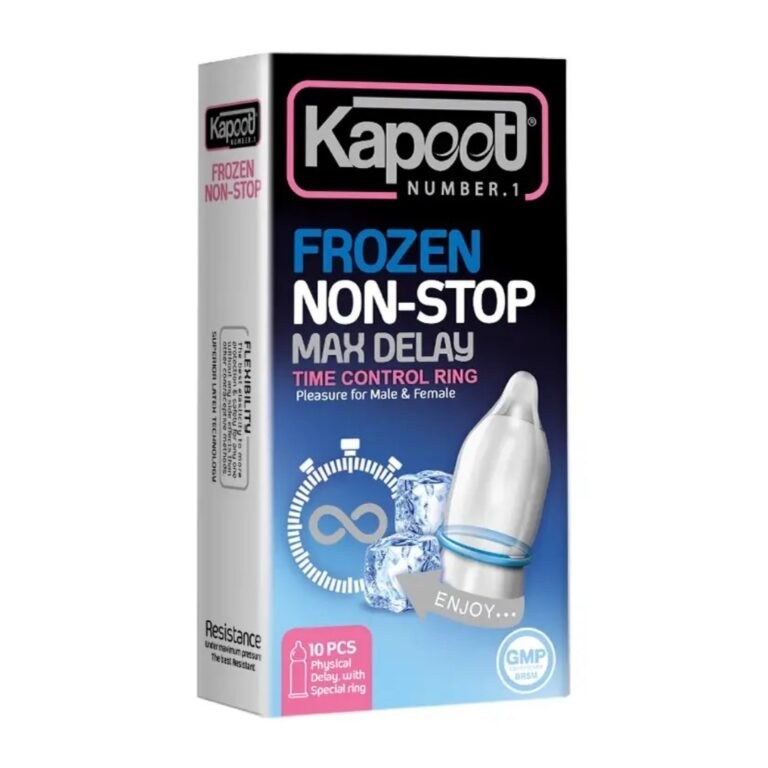 کاندوم تاخیری قوی نان استاپ مکس دیلی یخی کاپوت KAPOOT Frozen Non Stop Max Delay بسته 10 عددی