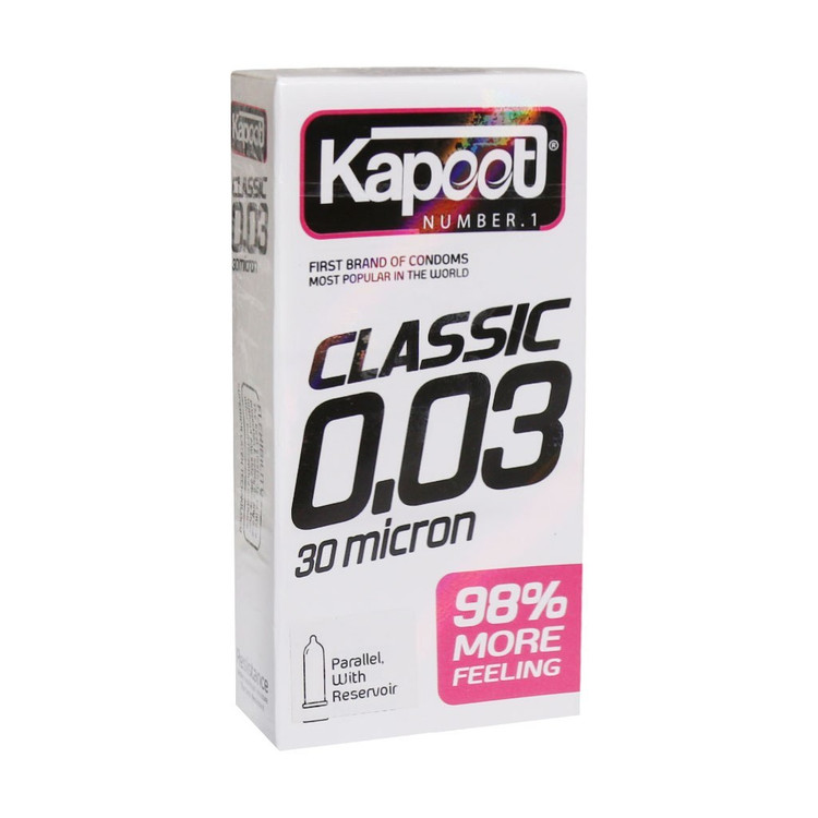 کاندوم فوق العاده نازک 0.03 کاپوت KAPOOT Classic 30 Micron بسته 10 عددی