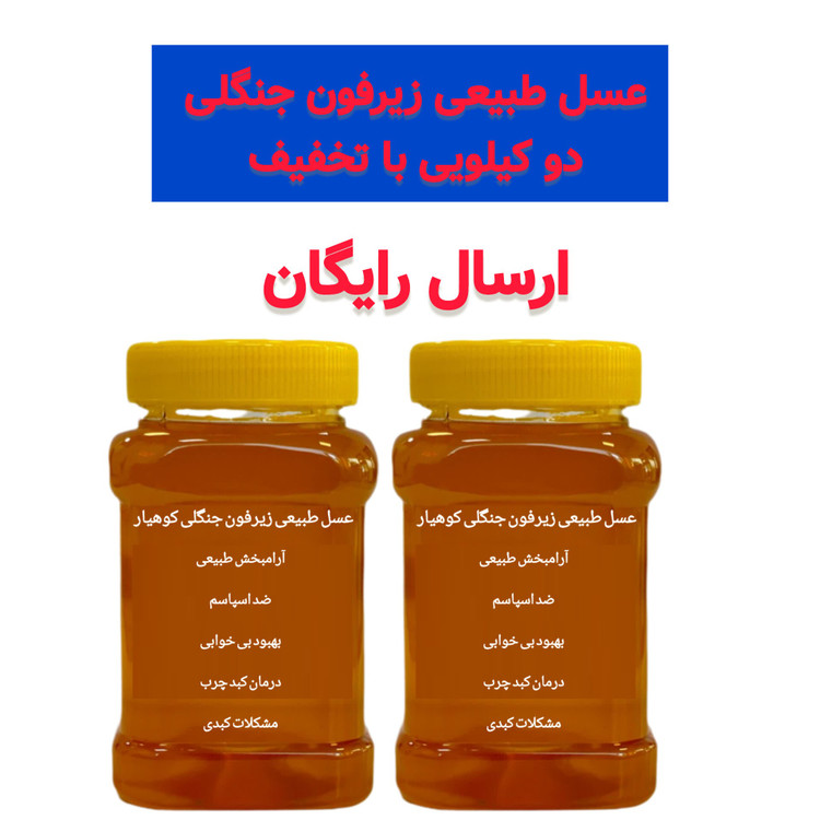 عسل طبیعی زیرفون جنگلی کوهیار ارسال رایگان تخفیف ویژه (2 کیلویی)