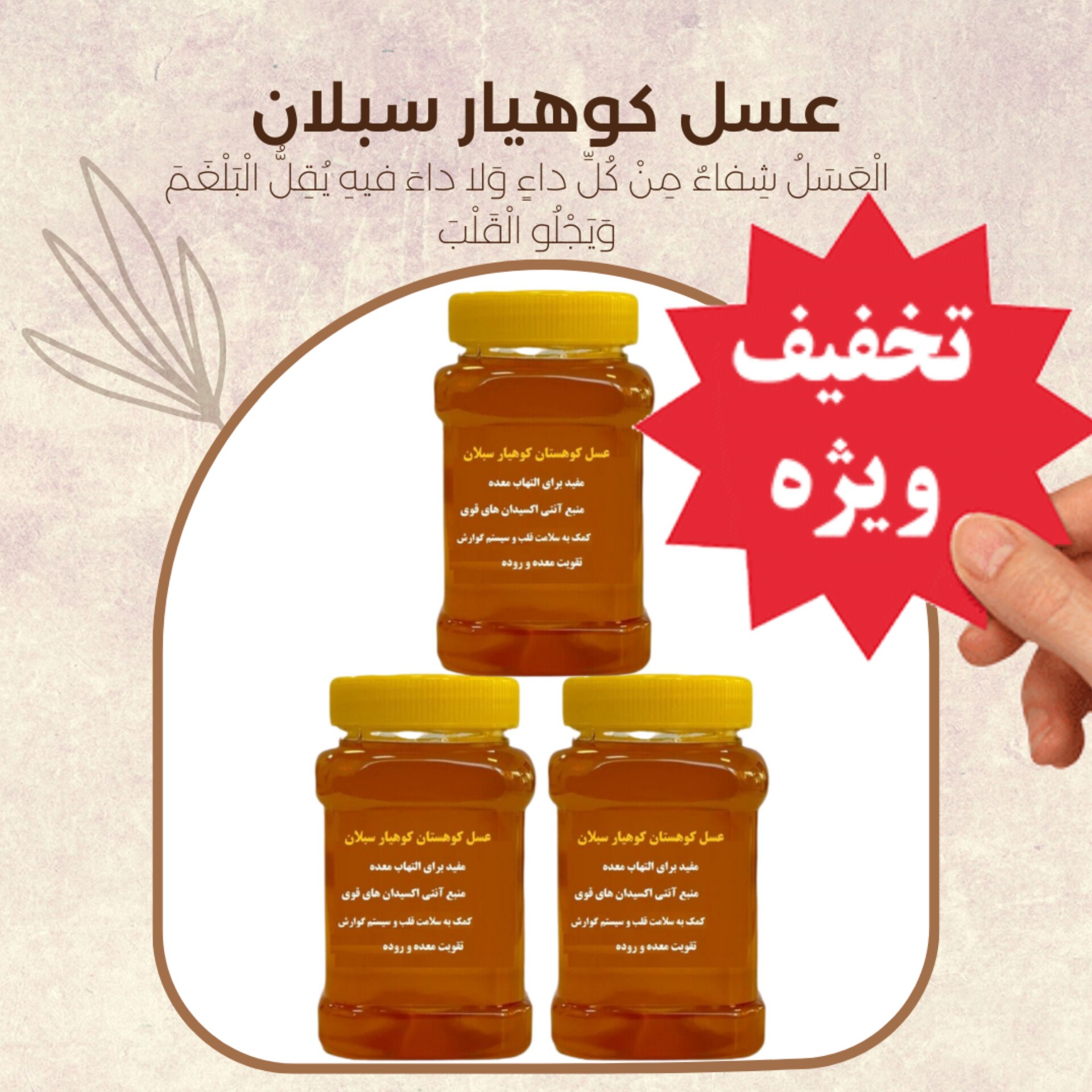 عسل طبیعی کوهستان سه کیلویی (ساکارز زیر دو درصد ) تخفیف ویژه ارسال رایگان