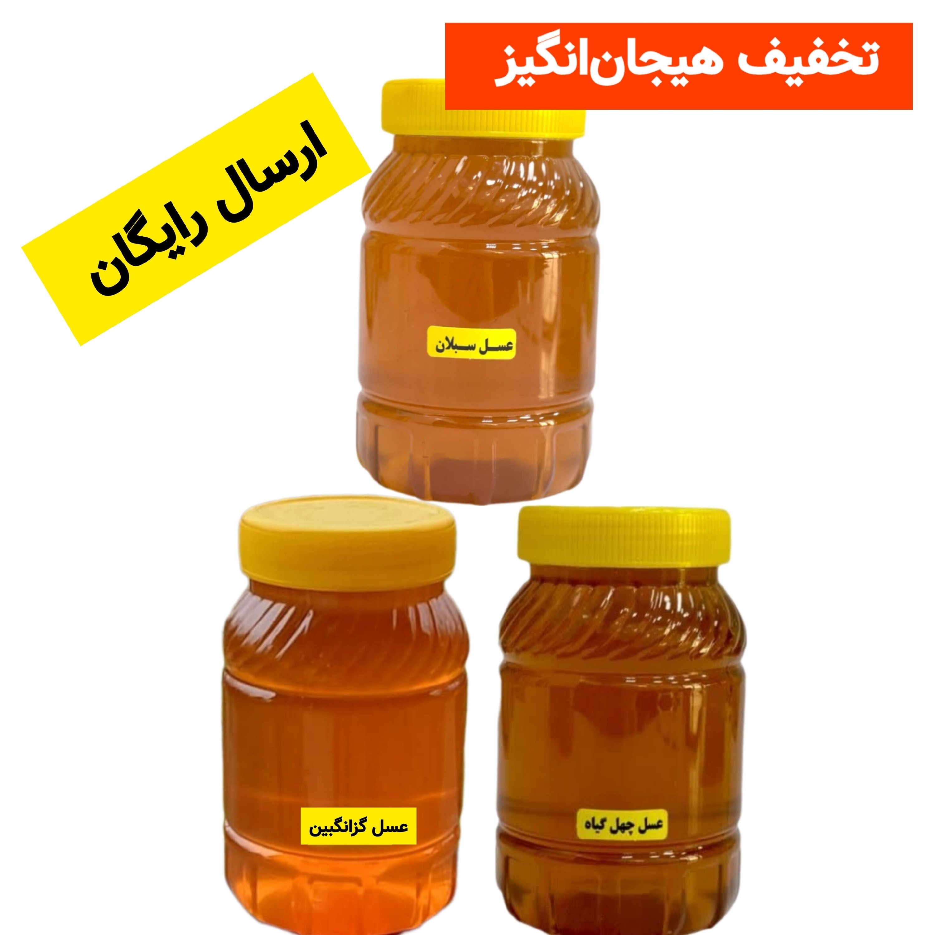 عسل های طبیعی پرفروش کوهیار 3 کیلویی (عسل چهل گیاه، عسل سبلان، عسل گزانگبین ) قیمت عمده ارسال رایگان و سریع