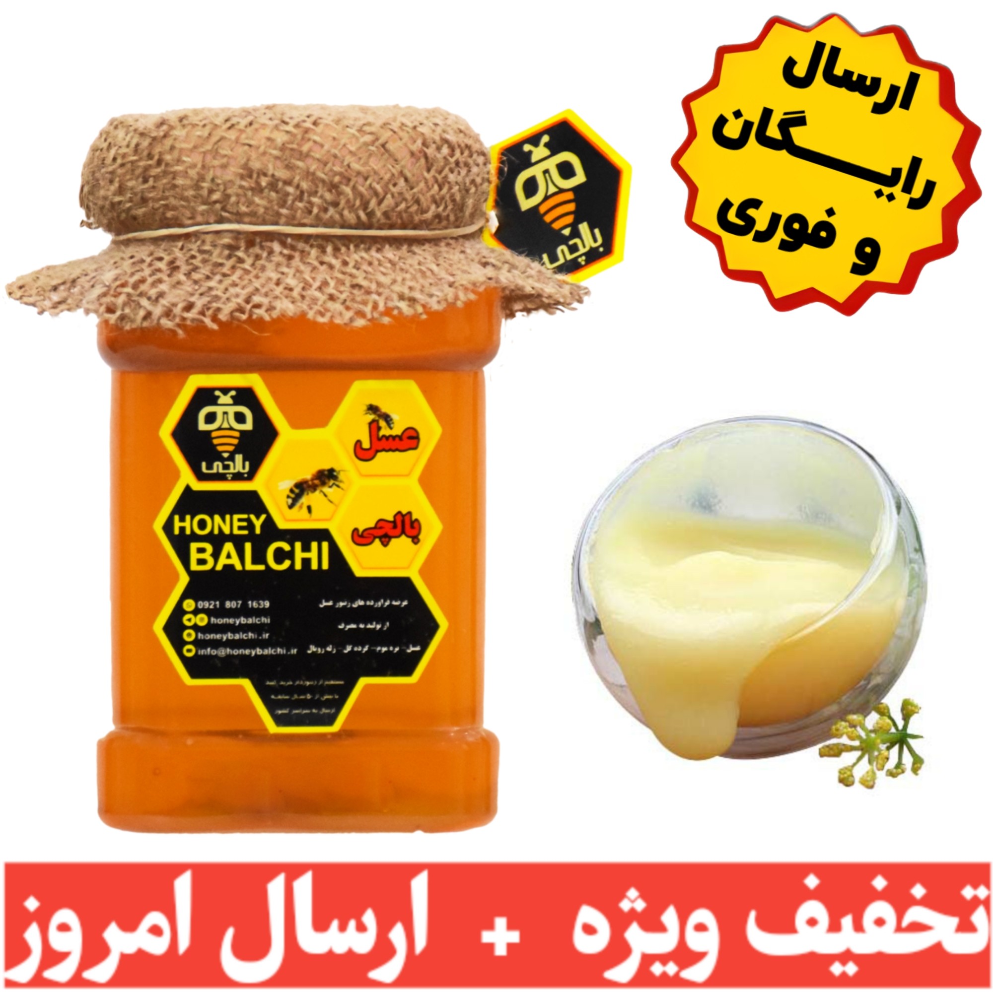 ژله رویال 30 گرمی با نیم کیلو عسل 100 درصد طبیعی (ارسال رایگان و خرید از زنبوردار نمونه)