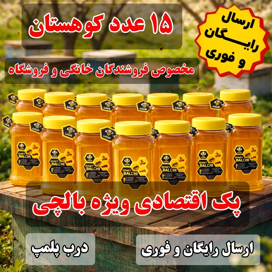 عسل طبیعی کوهستان (15 عددی) عمده ، اقتصادی ویژه با درب پُلُمپ ، ارسال رایگان و فوری ، خرید مستقیم از زنبوردار