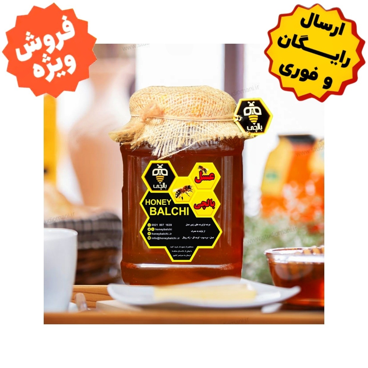 عسل طبیعی سبلان با ساکارز زیر 3 (3 کیلوگرم) (خرید از زنبوردار نمونه و ارسال رایگان)