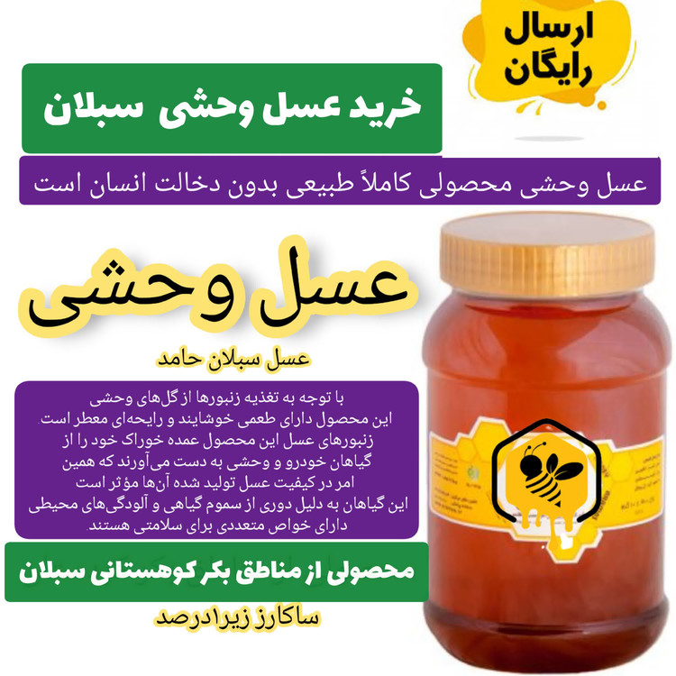 عسل وحشی سبلان خام ارگانیک ممتاز 1 کیلویی(خرید از زنبوردار)ارسال رایگان